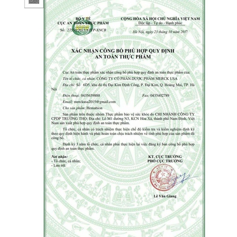 HEMABION BỔ SUNG THIẾU HỤT SẮT (20 ống)