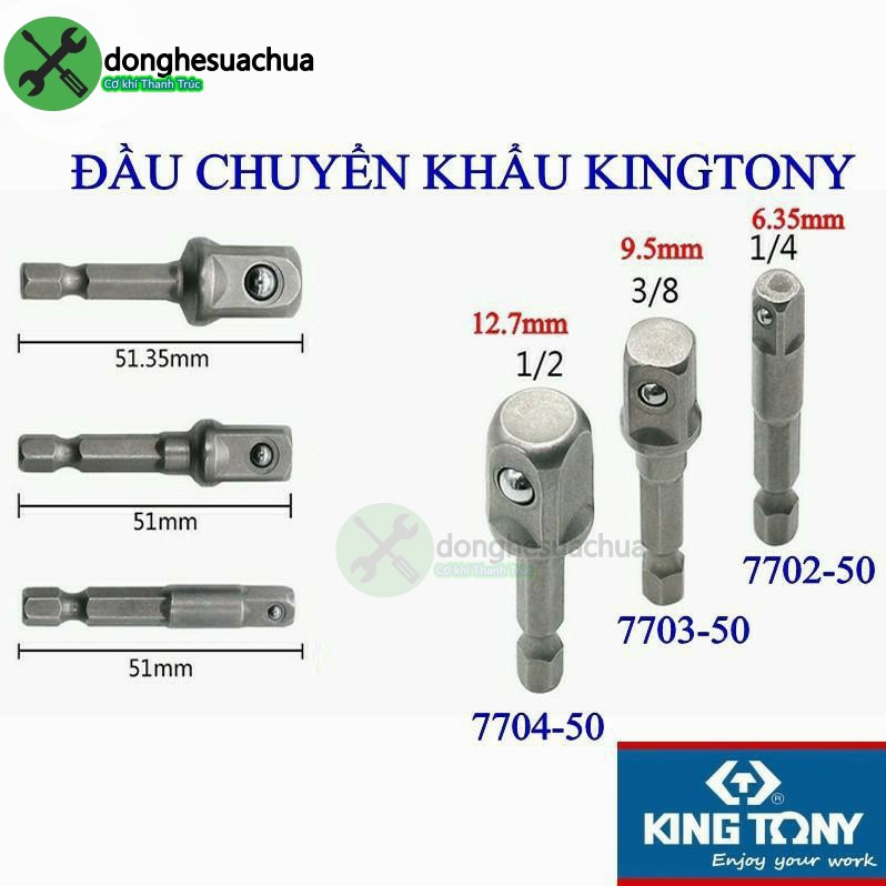 Bộ ba đầu chuyển lục giác sang bulong Kingtony 1/2 & 3/8 & 1/4