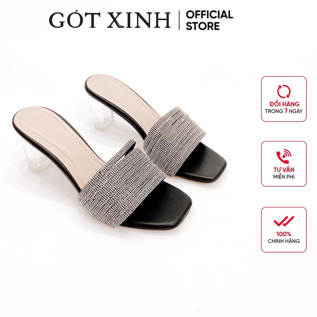 Dép cao gót nữ GÓT XINH GX5 mũi vuông quai ngang cao 5cm