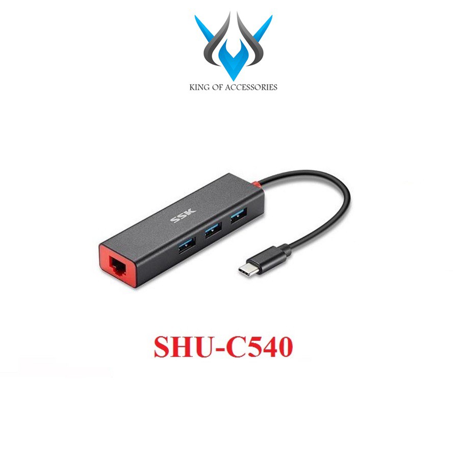 Hub chuyển OTG typeC ra USB 3.0 SSK SHU-C540 tốc độ 6Gbps-hỗ trợ cổng LAN RJ45 1000M