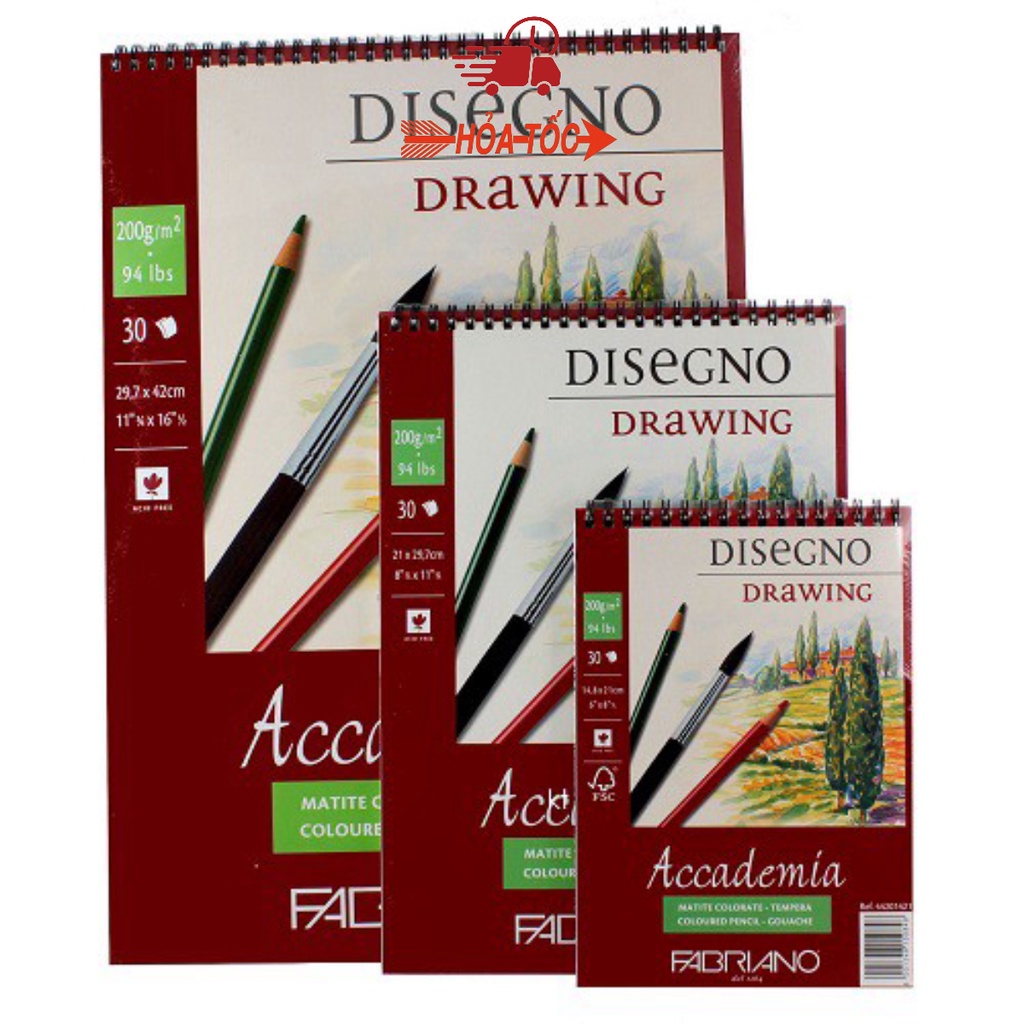 Sổ vẽ Fabriano Disegno Drawing (200gsm 30 sheets) Accademia [ Sugi art shop]
