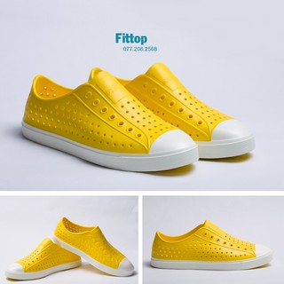 Giày Đi Mưa, Giày Nhựa Nữ Nam Đi Biển FITTOP NTJ VÀNG