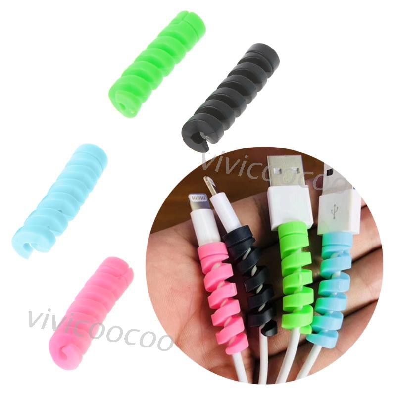 (Hàng Mới Về) Set 4 Dây Xoắn Ốc Silicone Bảo Vệ Dây Cáp Tiện Dụng