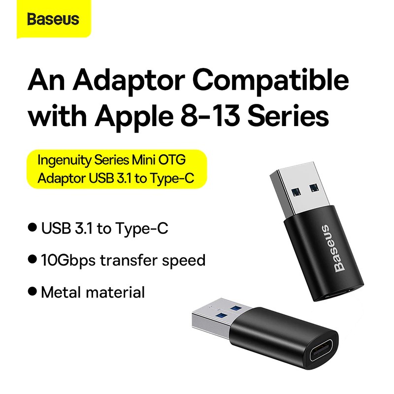 Đầu chuyển OTG Type C to USB 3.1 tốc độ cao Baseus Ingenuity Series Mini OTG Gen2