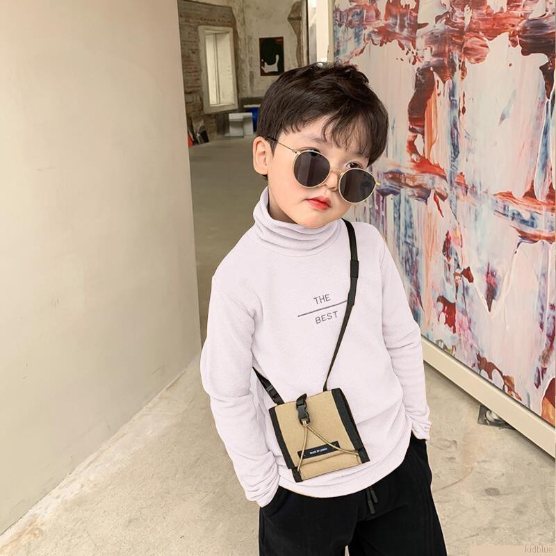 Áo thun chất nhung mềm cổ lọ màu trơn thời trang dành cho bé