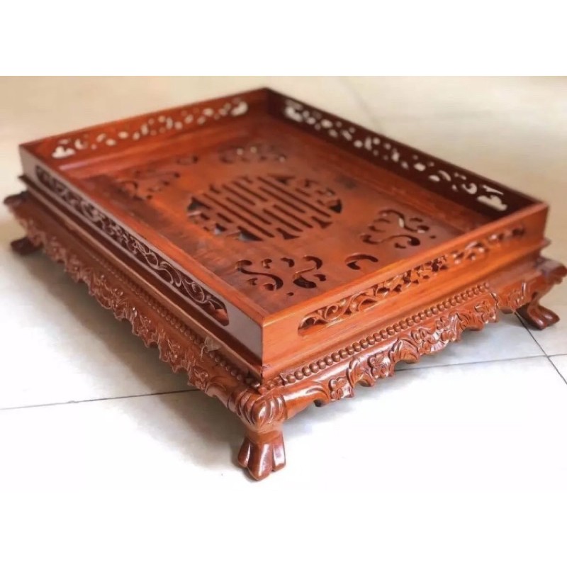 Khay trà chân quỳ gỗ hương - Khay trà rồng chầu gỗ hương sang trọng