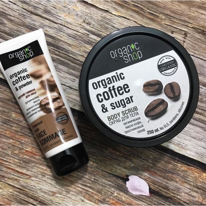 Combo 2 Sản Phẩm Tẩy Tế Bào Chết Organic Shop Organic Coffee (Mặt + Body)