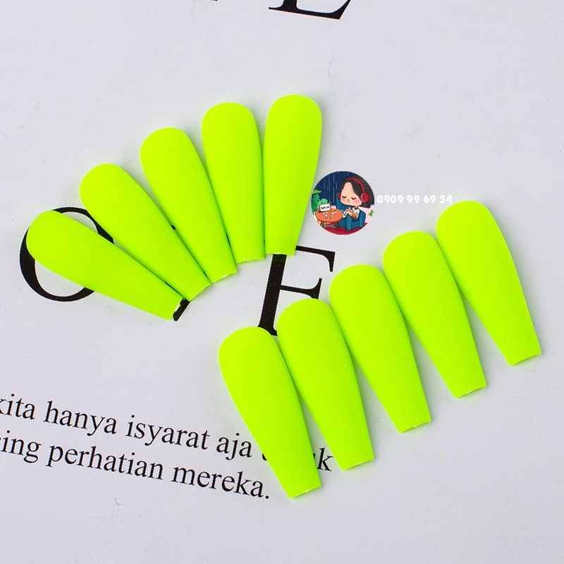 [ 48 - Xanh Dạ Quang ] 1170 MATTE - MÓNG TRƠN SƠN MỊN - Form Thang Dài Xtra - [ Tặng Miếng Dán Và Dụng Cụ ] LẺ