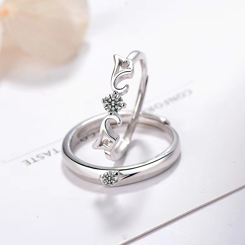 1 Cặp Nhẫn Cưới Hình Thiên Thần Sáng Tạo Phong Cách Hàn Quốc Sang Trọng HSU