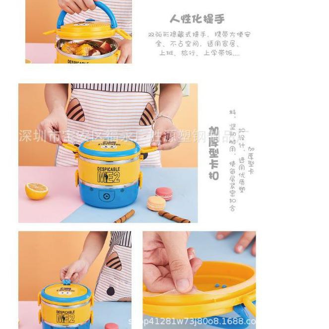 Hộp Đựng Cơm Trưa 3 / 4 / 2 Xếp Chồng Hình Minion Dễ Thương