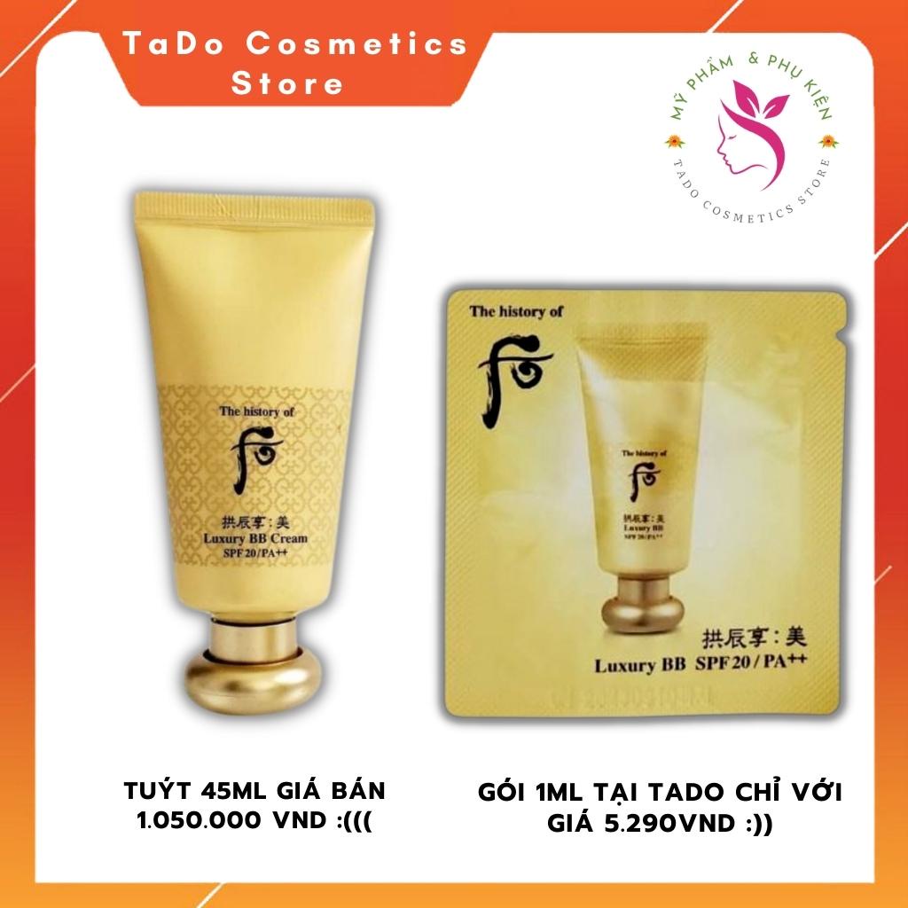 Kem nền che khuyết điểm  Whoo vàng BB gói 1ml , nâng tông , độ che phủ cao , dưỡng da ,chống nắng -Tado Cosmetics Store