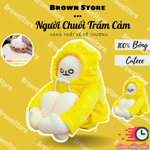 Combo Gấu Bông Người Chuối Trầm Cảm Và Bịt Mắt Nhồi Bông Dễ Thương Cao Cấp BrownStore
