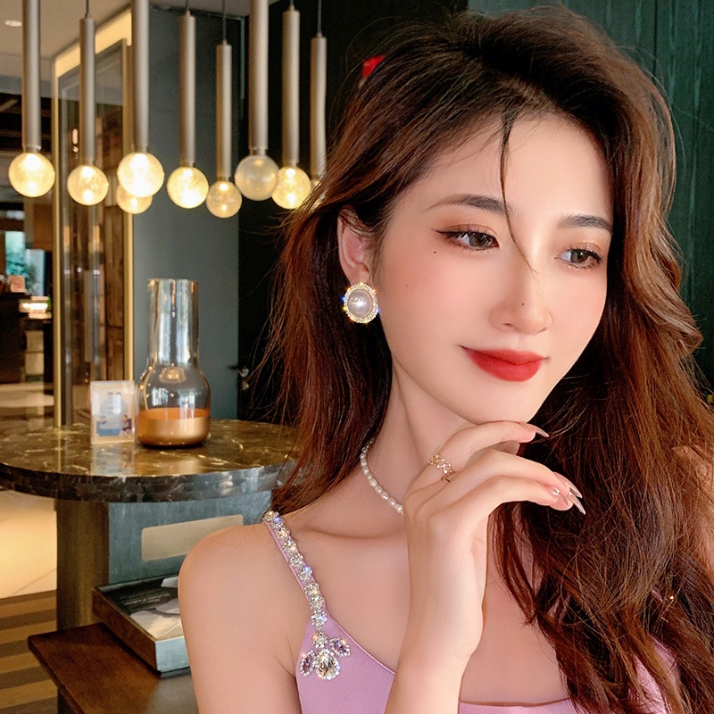 Bông Tai S925 Đính Kim Cương Giả Lấp Lánh Phong Cách Hàn Quốc Cho Nữ