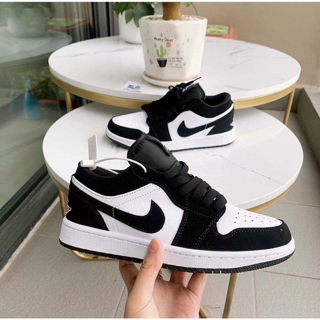 Giày sneaker JORDAN 1 PANDA đen trắng thấp cổ Hot trend nam nữ, Giày thể thao JD1 đen trắng thấp dùng đi học,tập gym