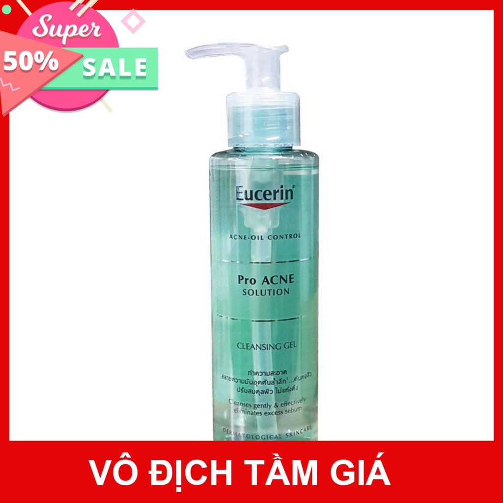 [CHÍNH HÃNG] Combo Eucerin Nước Tẩy Trang Acne Makeup &amp; Cleansing Water 200ml Và Proc Acne Cleansing Gel 200ml