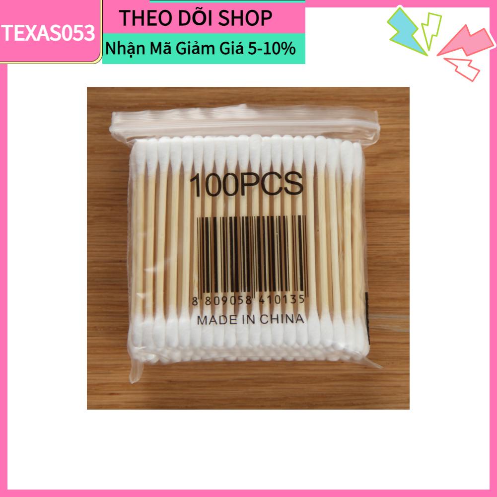 [Hàng mới về] Set 100 cái bông tăm bông hai đầu mút mềm dùng một lần để tẩy trang/ cho trẻ sơ sinh