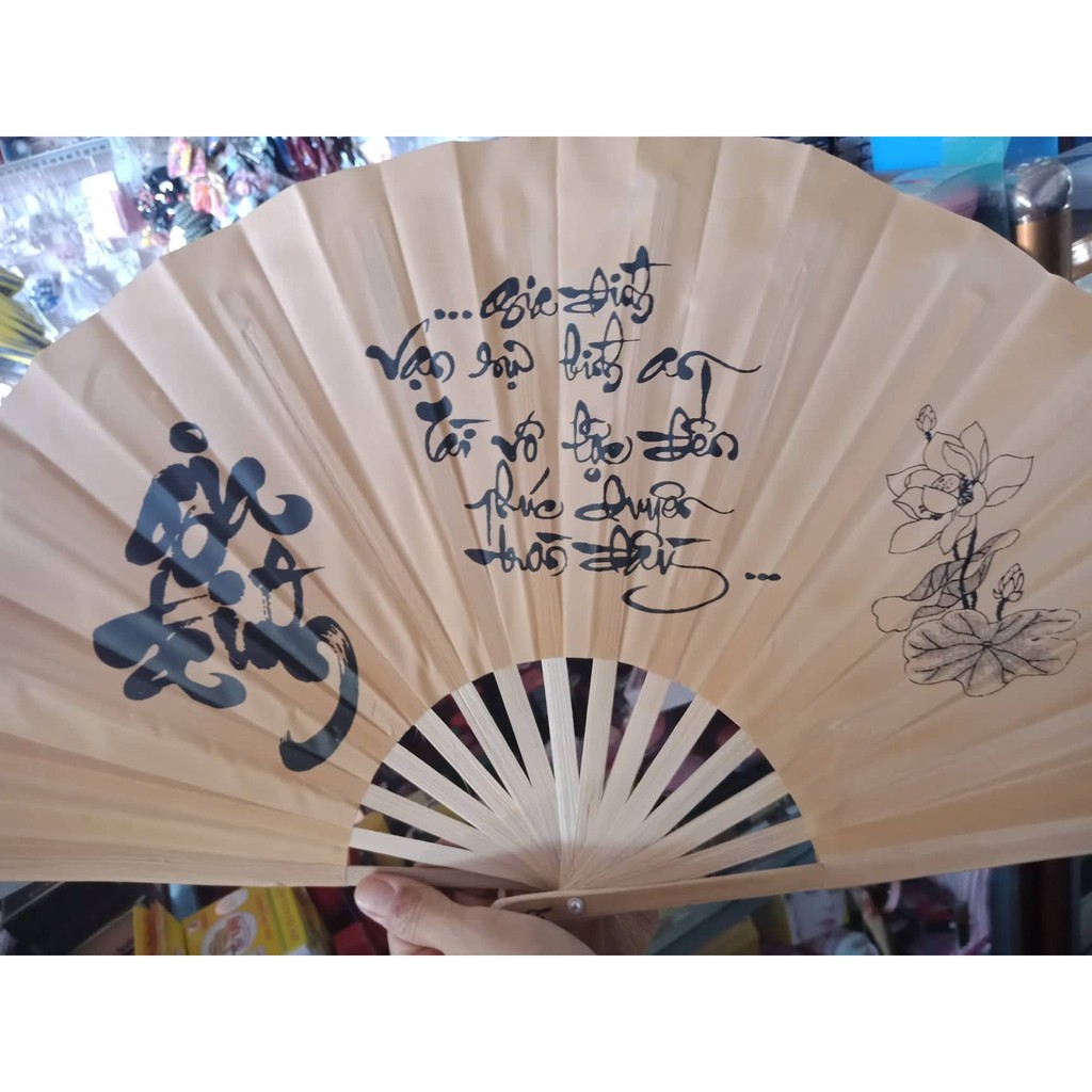 Quạt vải Thư pháp 27*50