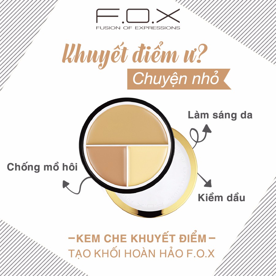 Kem Che Khuyết Điểm Và Tạo Khối 3 Ngăn F.O.X Completely Concealer Plate 9.5g