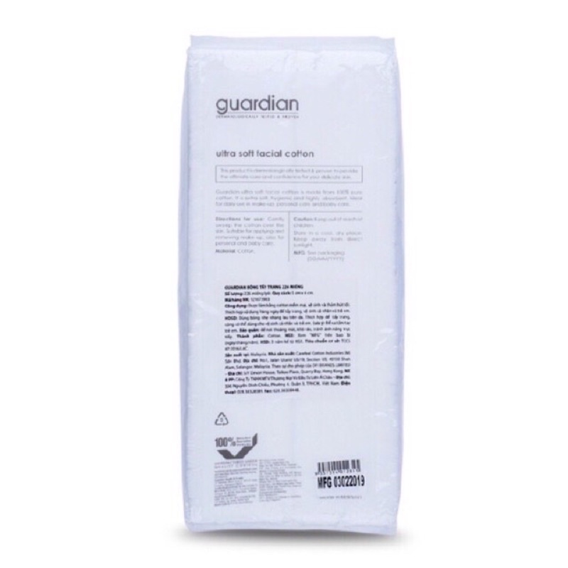 Bông Tẩy Trang Guardian Ultra Soft Facial Cotton 260 Miếng