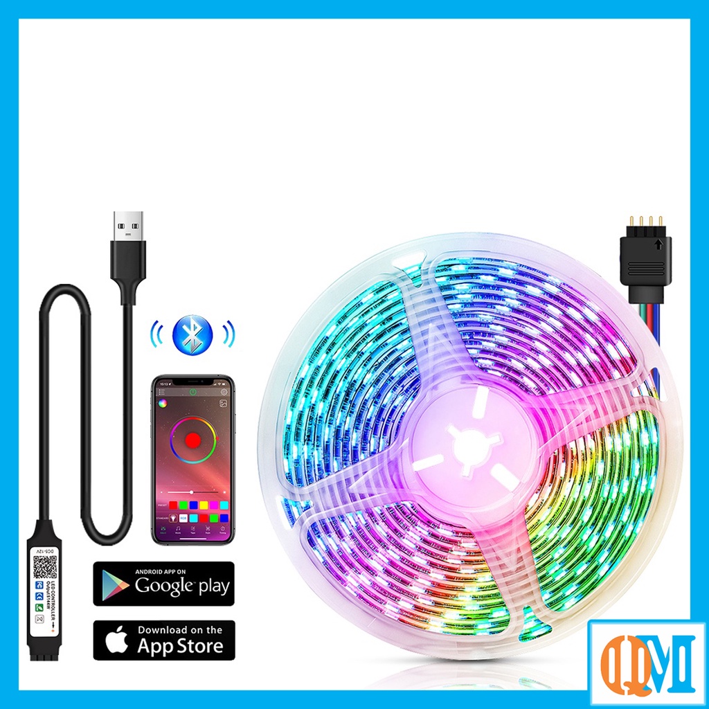 Đèn LED tiktok, đèn LED DC5V RGB kết nối Bluetooth loại 5M Trang Trí Decor Phòng, đổi màu theo nhạc