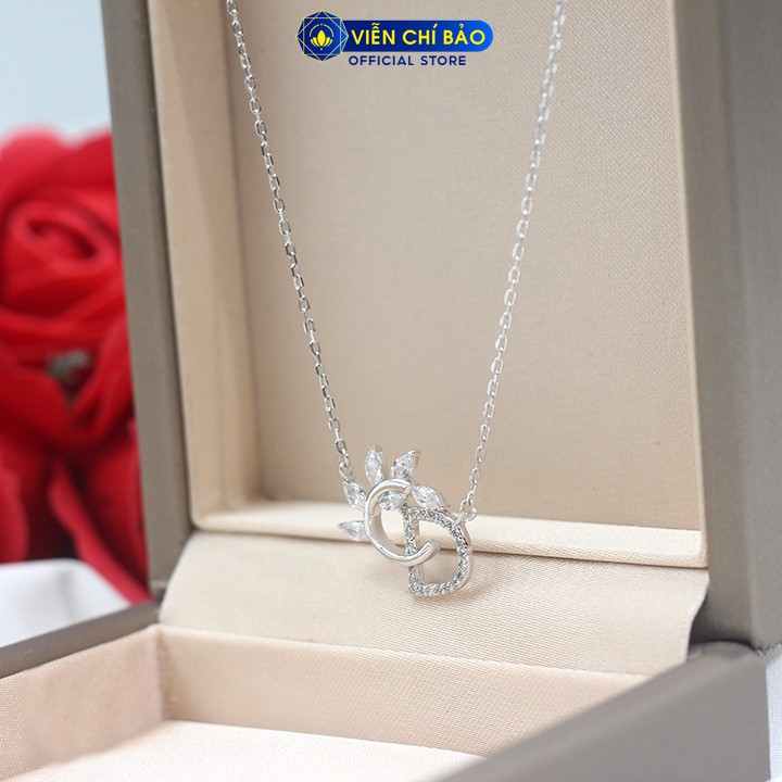 Dây chuyền bạc nữ mặt chữ CD nguyệt quế cách điệu bạc S925 thời trang phụ kiện trang sức nữ Viễn Chí Bảo D400072