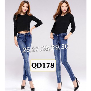 Quần Jean Nữ Lưng Cao 💕FREESHIP💕 Quần jean xanh lưng cao 1 nút rách 2 bên QD178