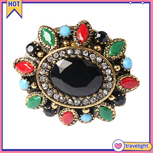 (Travelight) Nhẫn Hợp Kim Hình Hoa Đính Đá Xinh Xắn (Size 7-10)