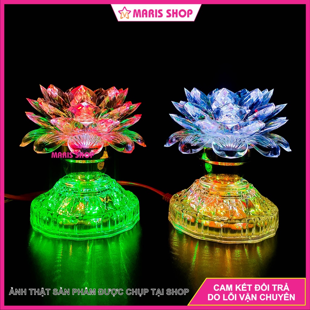 Đèn thờ Hoa Sen 2 Tầng LED để bàn thờ Phât, Ông Bà Gia Tiên tự đổng đổi màu Tiết Kiện Điện MR-SE20-TRANG