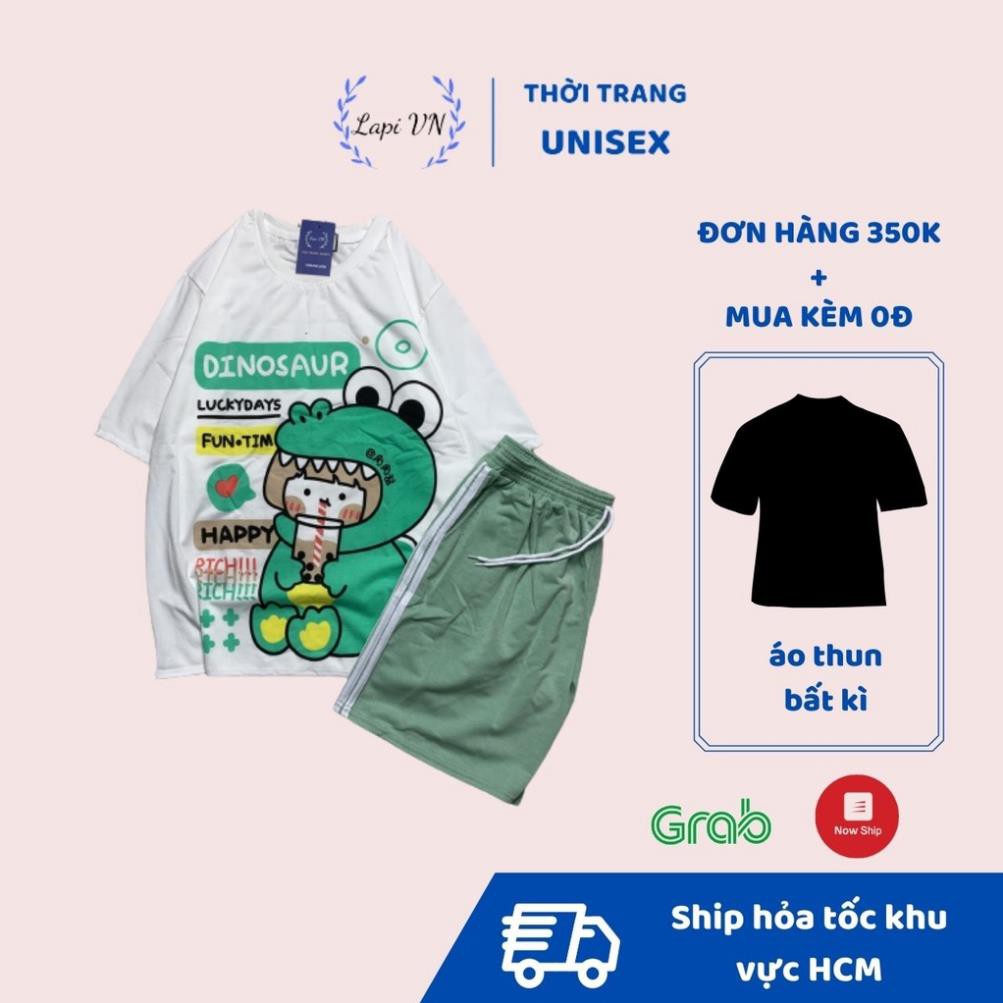 Đồ Bộ Hoạt Hình Unisex CGKL Happy Quần Đùi 3 Line – Lapi VN, Set Cartoon, Freesize, Nam Nữ Đều Mặc Được Đẹp