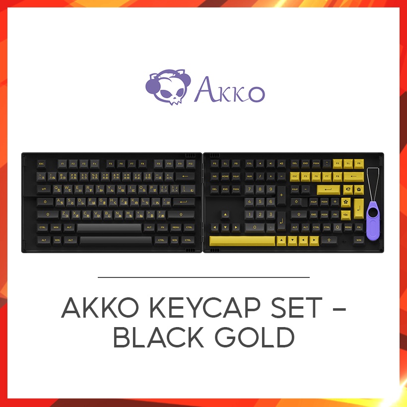 [Mã ELHAMS5 giảm 6% đơn 300K] AKKO Keycap set - Black Gold (PBT Double-Shot/ASA profile/158 nút)