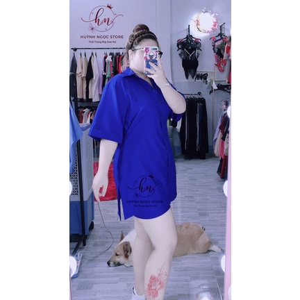 𝗕𝗜𝗚 𝗦𝗜𝗭𝗘 Set Sơ Mi Đùi Bo Eo 𝟲𝟬-𝟵𝟱𝗸𝗴