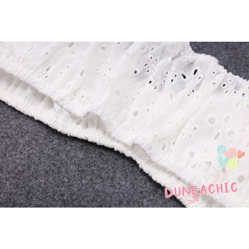 DUNEA Áo Thun Tay Ngắn Phồng Hở Lưng Cổ Chữ U Dành Cho Nữ