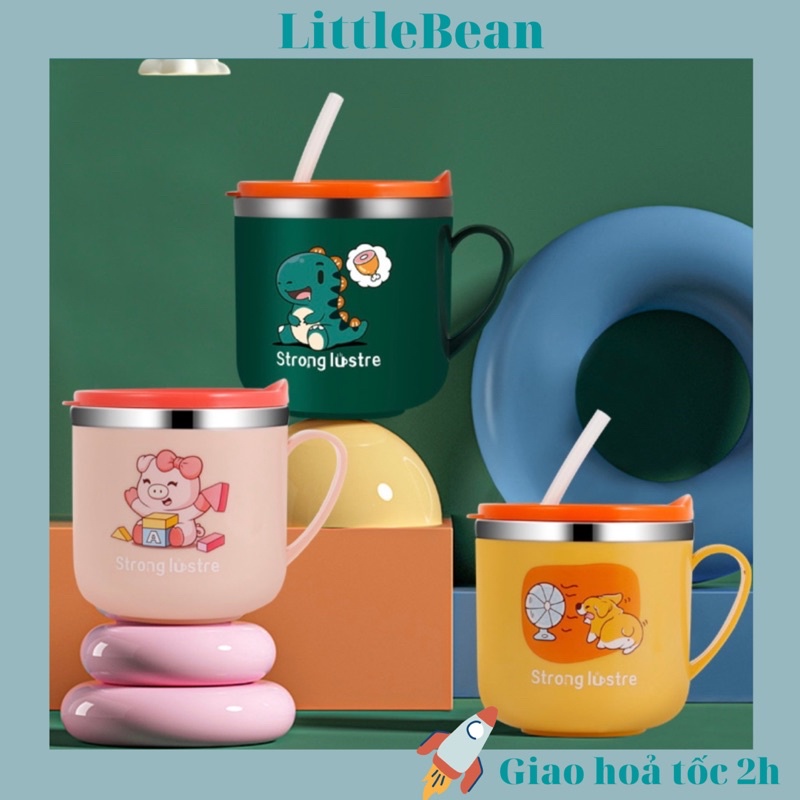 có nắp kèm ống hút cho bé (Ảnh thật)