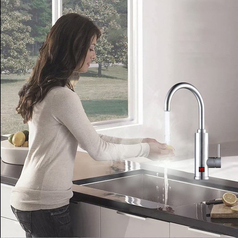 MÁY LÀM NÓNG NƯỚC TRỰC TIẾP TẠI VÒI QWATER IN-01 BẰNG INOX KÈM Ổ ĐIỆN CHỐNG GIẬT