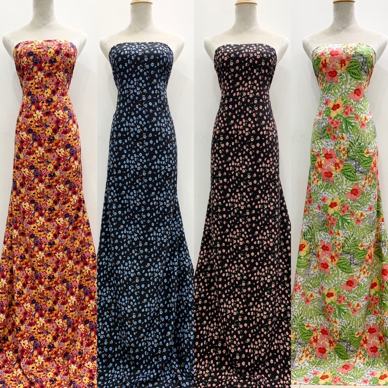 Vải lụa hoa co giãn nhẹ,mềm rũ may không cần lót, hàng cây cắt mét theo yêu cầu