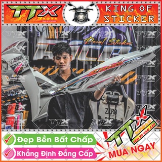 Tem Xe Sirius Trắng Xám Hoa Văn Titan - Tem Sirius 110 Xám Trắng Siêu Đẹp - Mẫu Team Sirius Trắng Xám (s030-00)