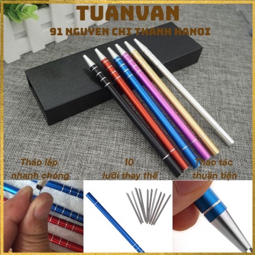 Bút cạo tatoo viền râu lông mày kèm hộp 10 lưỡi