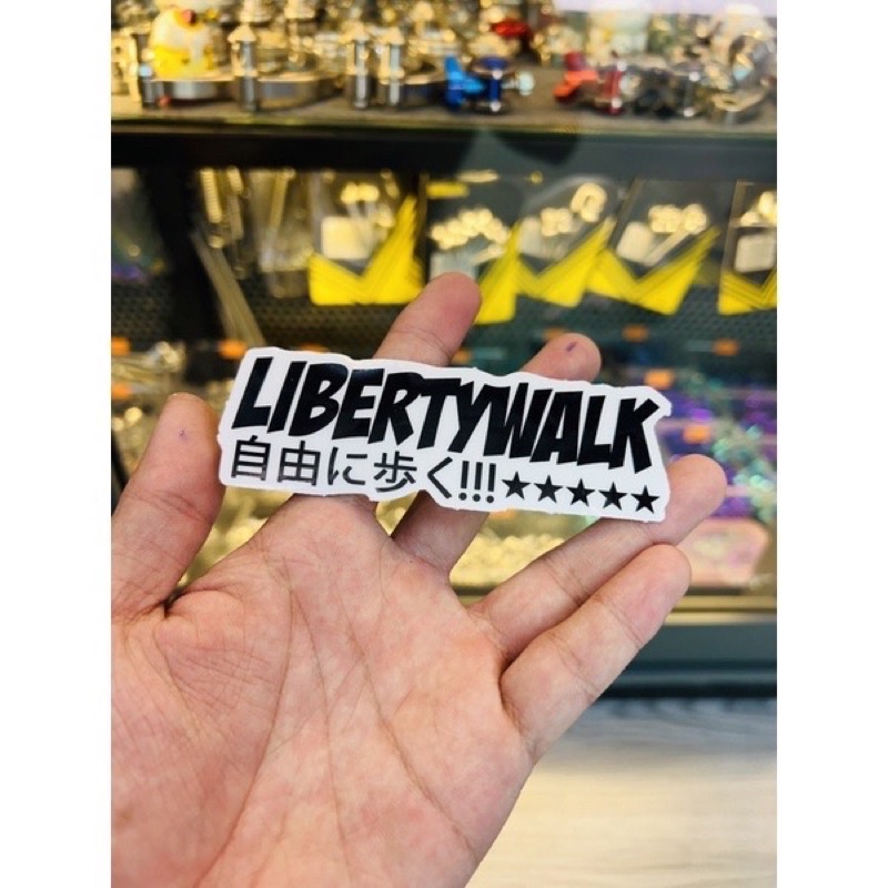 Tem logo sticker Libertywalk trắng đen trang trí xe máy laptop điện thoại