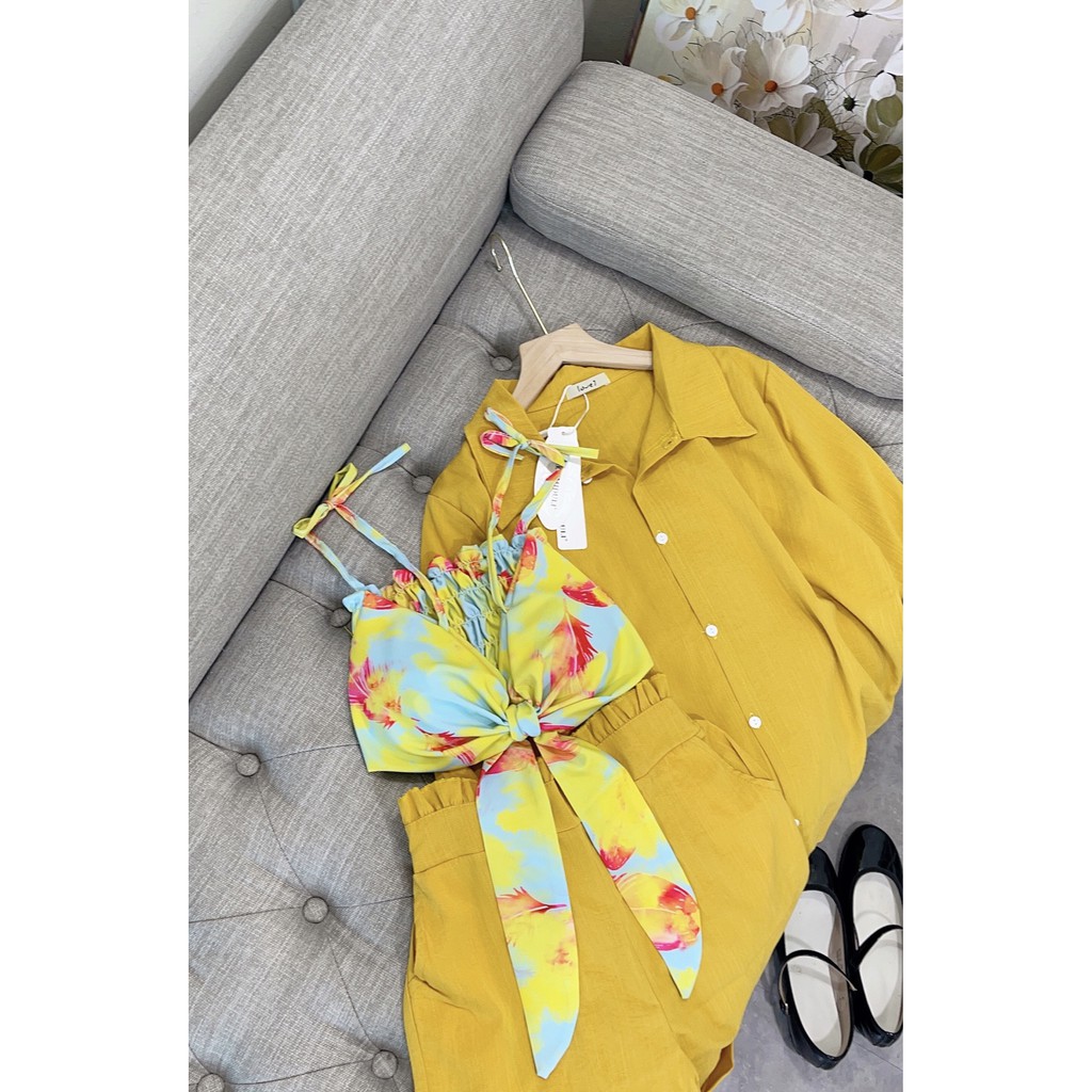 Set 3 Món Quần Short Đi Biển Kèm Cúp Ngực Cực Chất