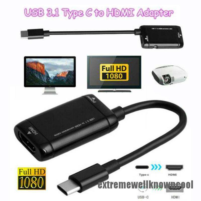 ECVN USB 3.1 Type C to 4K HDMI Conversion Adapter Cable For Android Phone Tablet