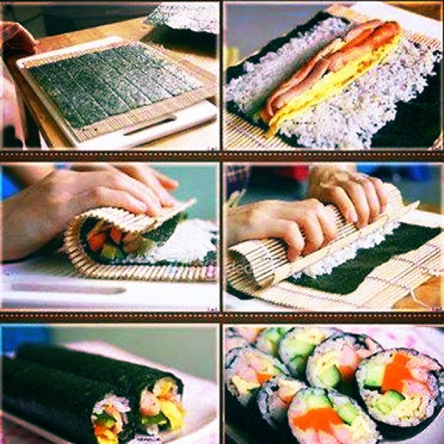 Mành tre cuộn kimpap, sushi