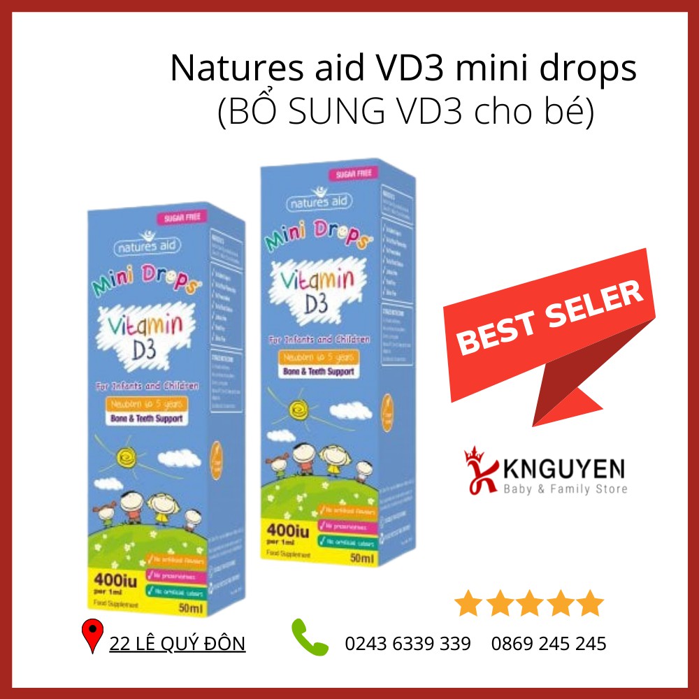 Vitamin D3 400IU Natures Aid của Anh 50ml