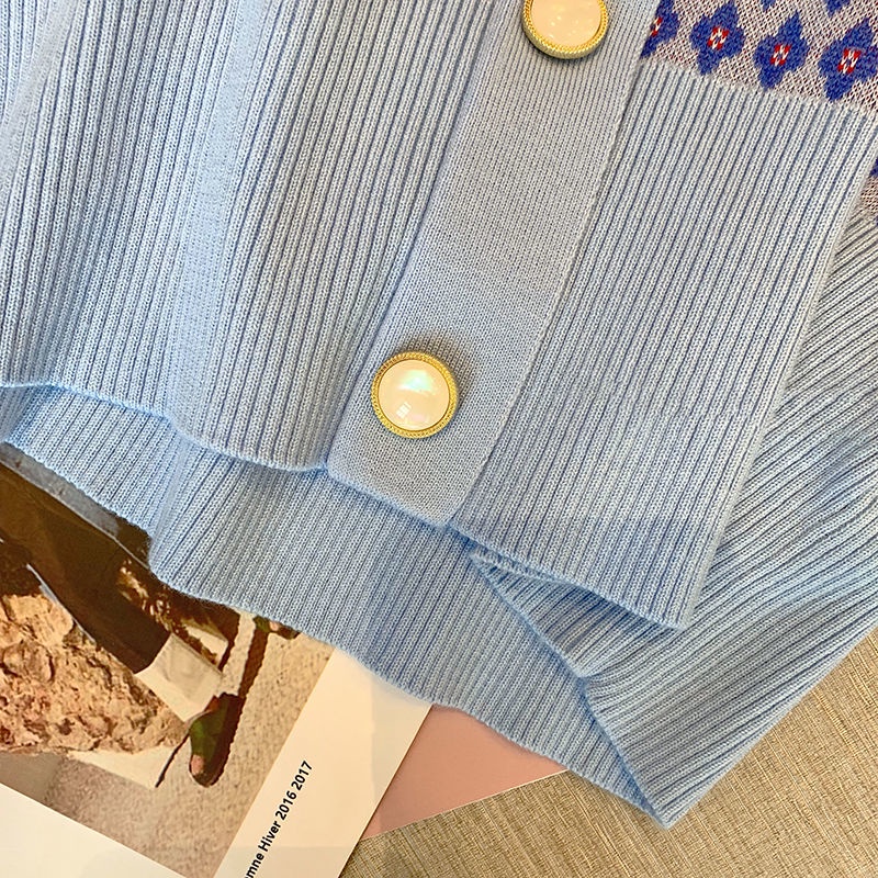 Áo Khoác Cardigan Dệt Kim Tay Dài Cổ Chữ V Màu Sắc Tương Phản Thời Trang Dành Cho Nữ  tao bao