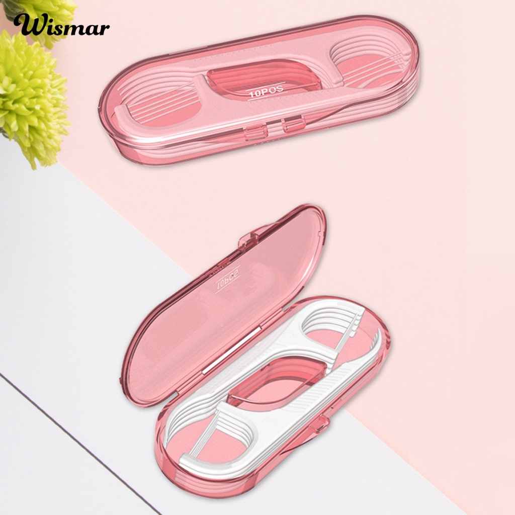 Hộp 10 Tăm Chỉ Nha Khoa Trong Suốt Làm Sạch Sâu Kèm Hộp Đựng