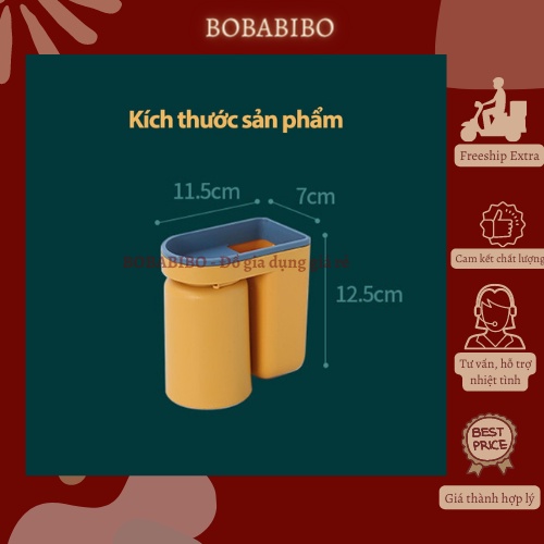 Khay Kệ Để Cốc Đánh Răng, Khay Để Bàn Chải Đánh Răng Kèm Cốc Đơn Dán Tường Nhỏ Gọn, Tiện Lợi Bobabibo