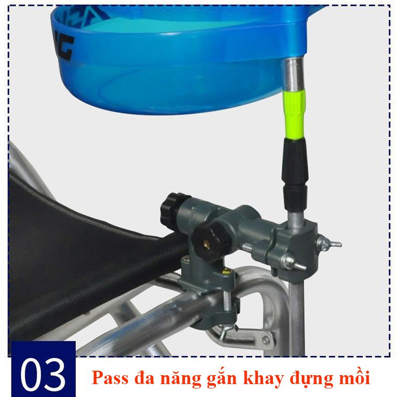 Pass Đa Năng Gắn Ghế Câu Cá , Khay Đựng Mồi, Chống Cần Câu XOAY 180 ĐỘ , TÙY Ý ĐIỀU CHỈNH GÓC ( ĐỒ CÂU COYE )