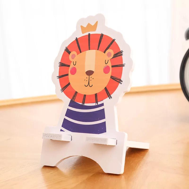 Giá Đỡ Điện Thoại / Máy Tính Bảng Bằng Gỗ Họa Tiết Hoạt Hình Dễ Thương Có Thể Gấp Gọn Tiện Dụng