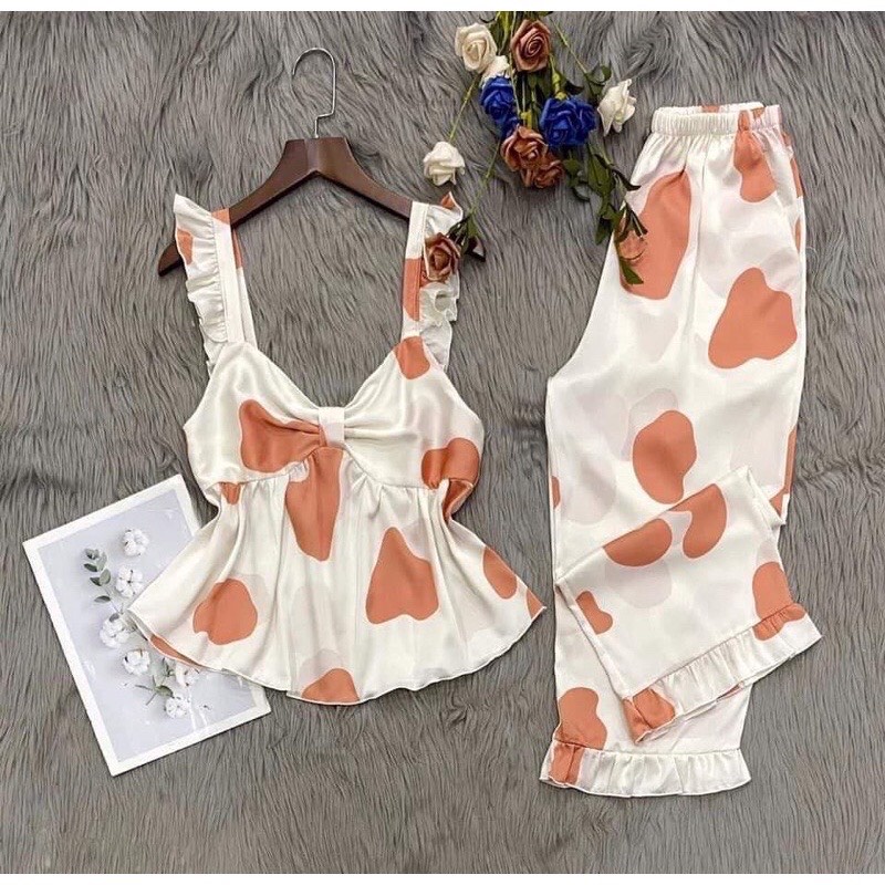 Set Bộ Bigsize❤️Set Bộ 2 Dây Nơ Ngực Quần Lửng Qua Gối Chất Lụa Mềm Mát Hàng May Kỹ Size 50-95kg | BigBuy360 - bigbuy360.vn