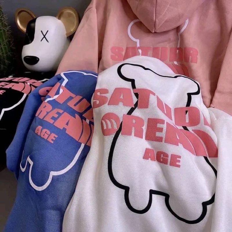 Áo Hoodie Nỉ Gấu SATUDR Unisex, Áo Nỉ Mũ 2 Lớp Dày Dặn Chất Nỉ Cotton ( kèm ảnh thật)