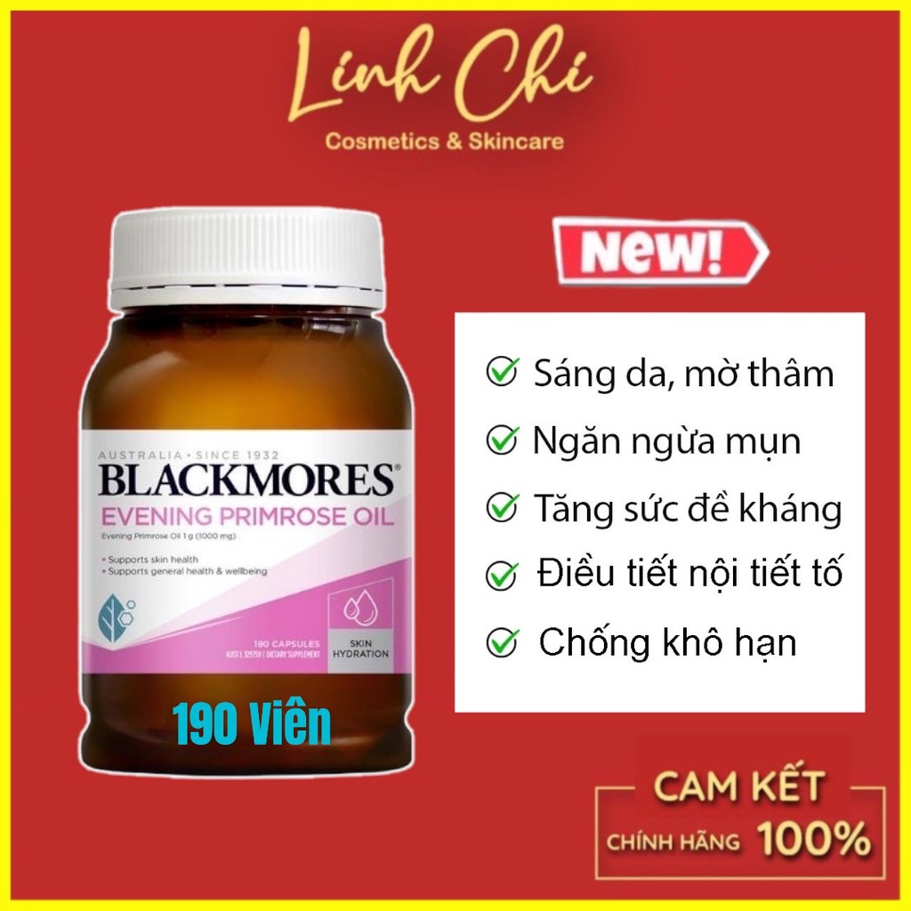 Tinh Dầu Hoa Anh Thảo Evening Primrose Oil Blackmores Úc 190 Viên, Hỗ Trợ Cân Bằng Nội Tiết Tố, Làm Đẹp Da Chống Lão Hóa